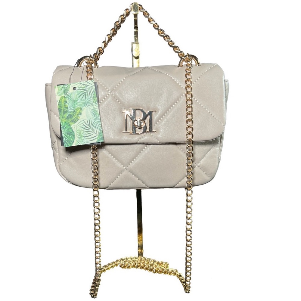 NWT Badgley Mischka Big Diamond Quilted Crossbody Bag - Off White - Picture 2 of 10
